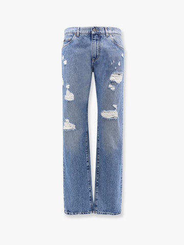 Cotton jeans with rippings detail