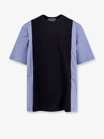 Cotton jersey T-shirt with popeline inserts