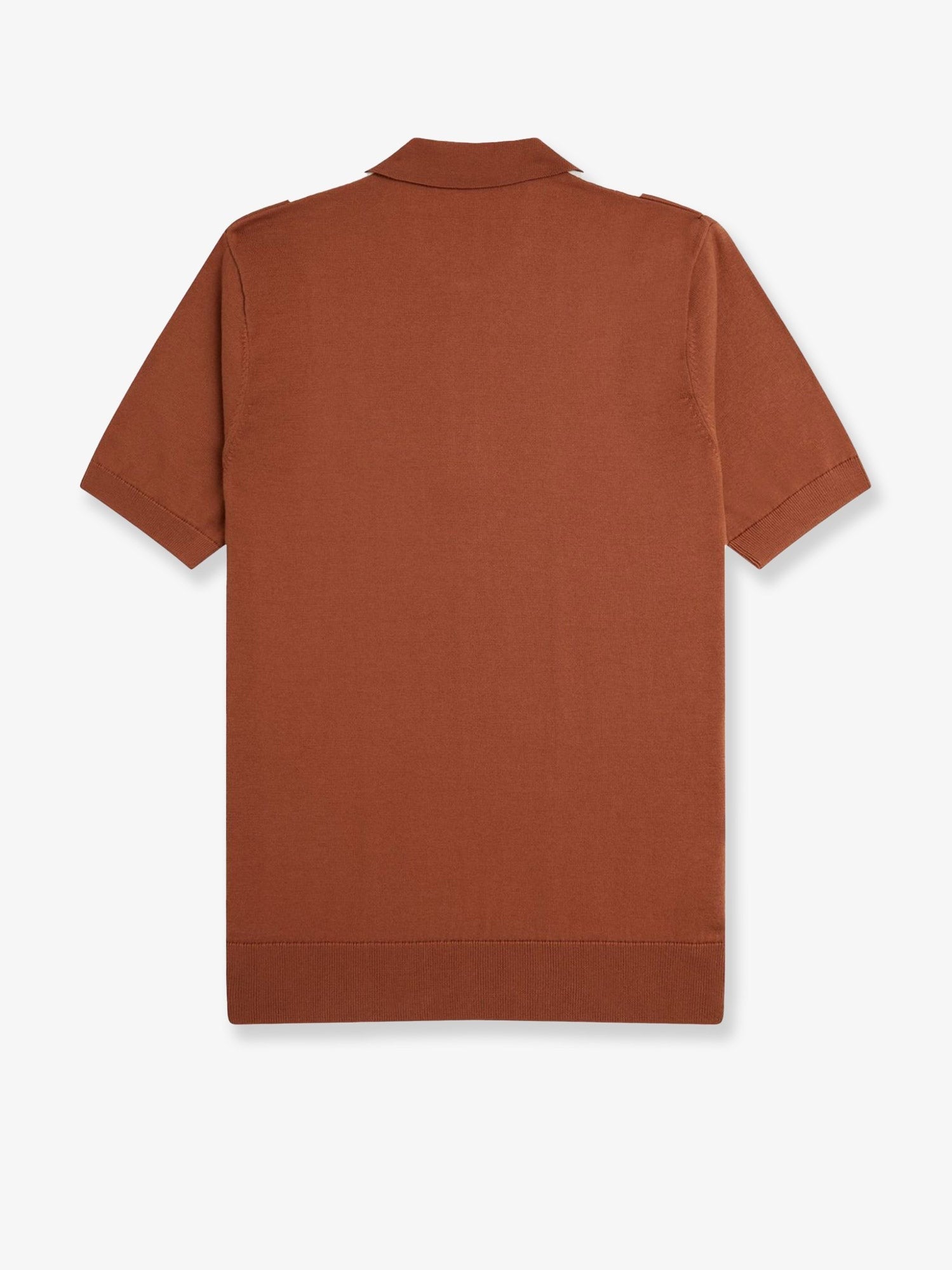 Cotton knit polo shirt with striped motif