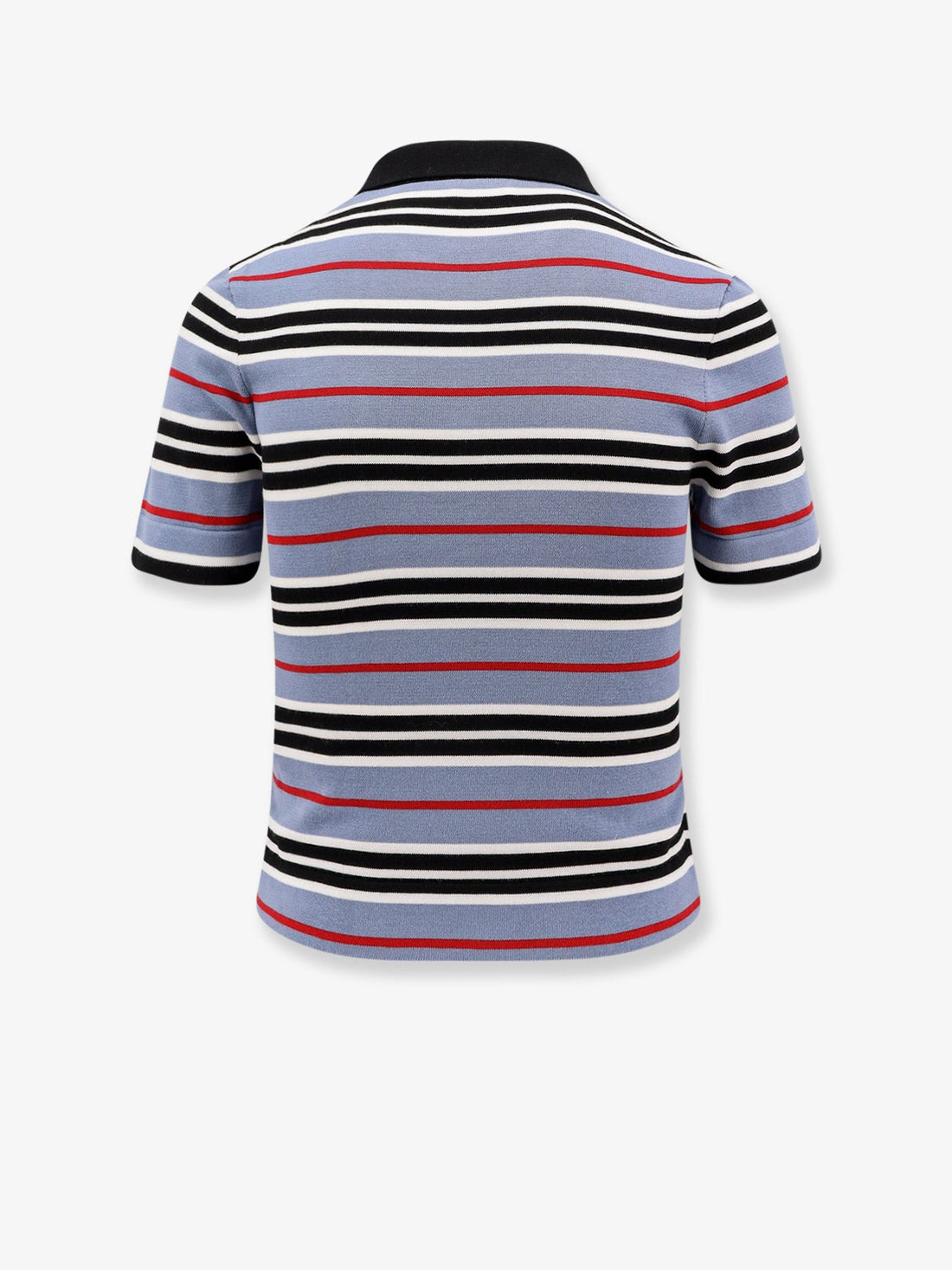 Cotton knit polo shirt with striped motif