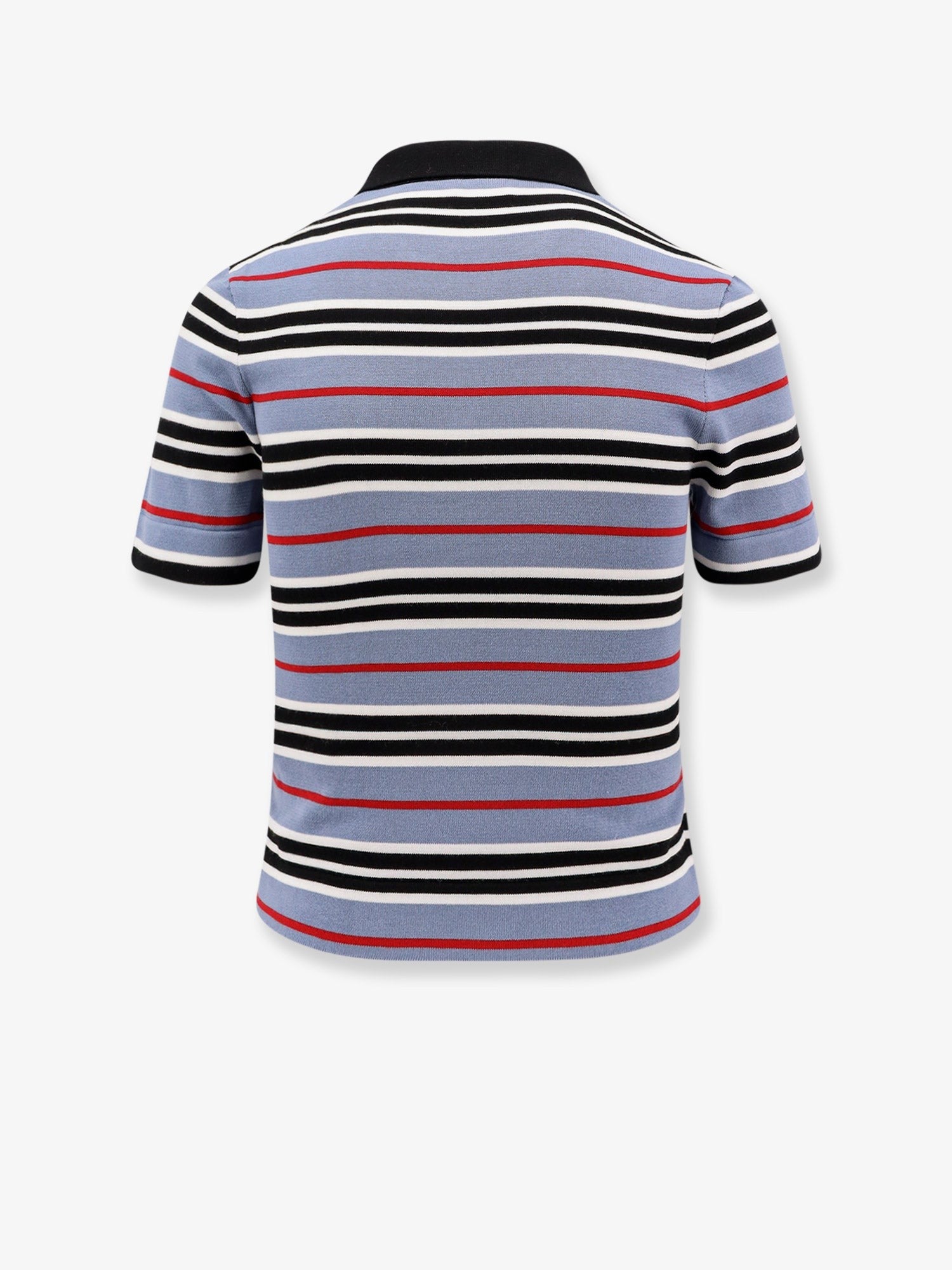 Cotton knit polo shirt with striped motif