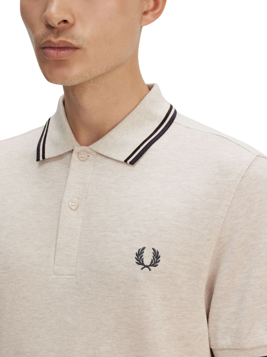 COTTON PIQUE POLO SHIRT WITH DOUBLE STRIPE