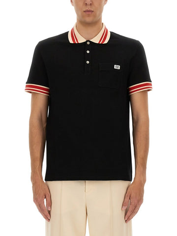 COTTON PIQUE POLO SHIRT WITH "VLOGO" PATCH