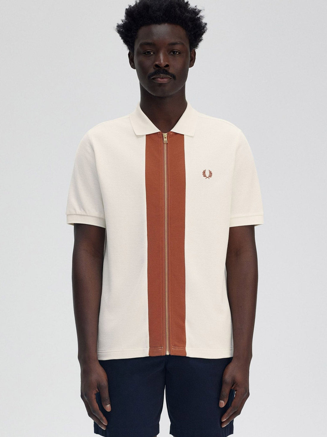 Cotton polo shirt with zip