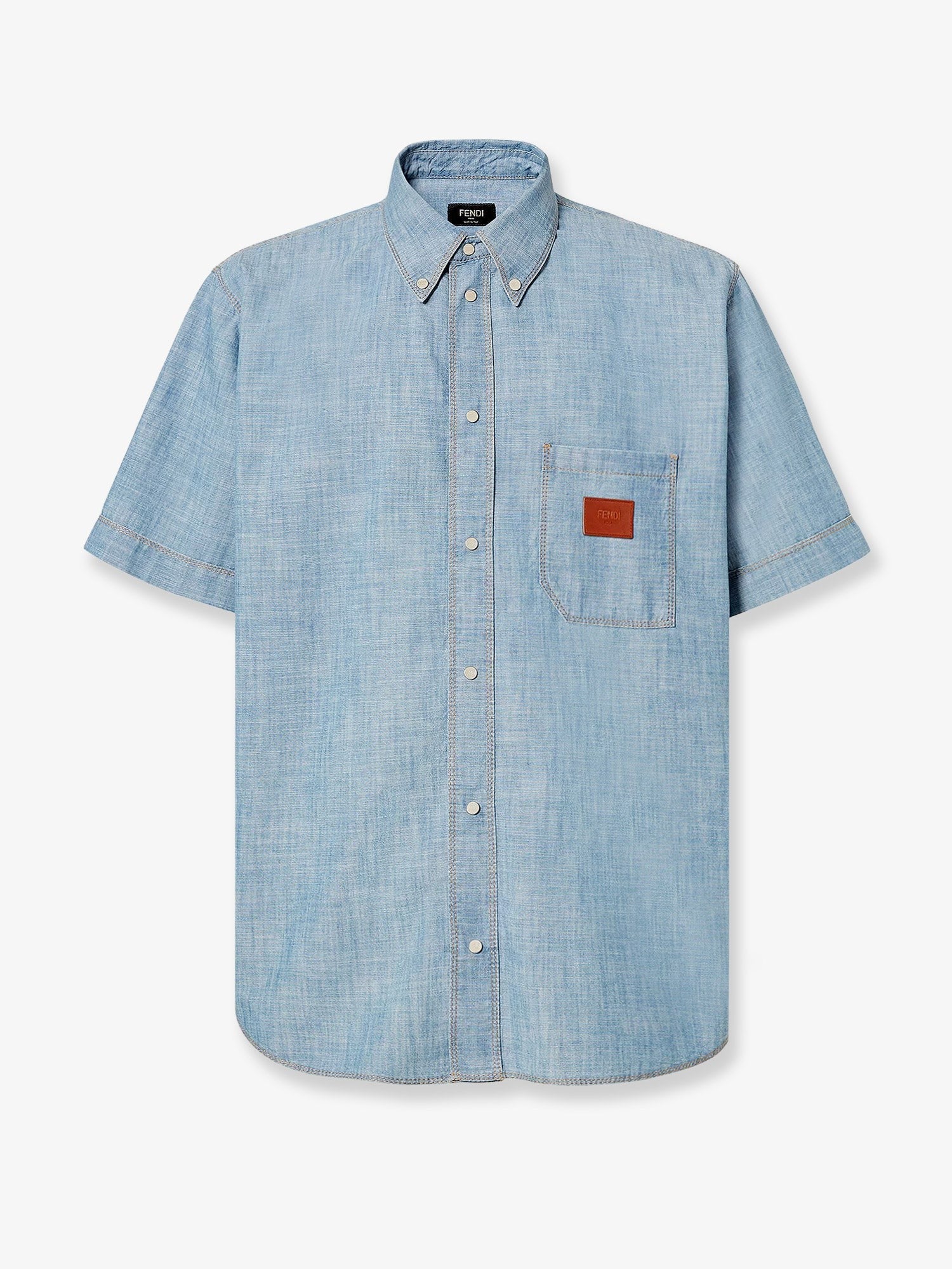 Cotton shirt with denim effect