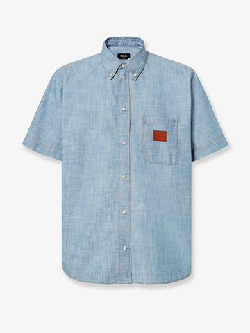 Cotton shirt with denim effect