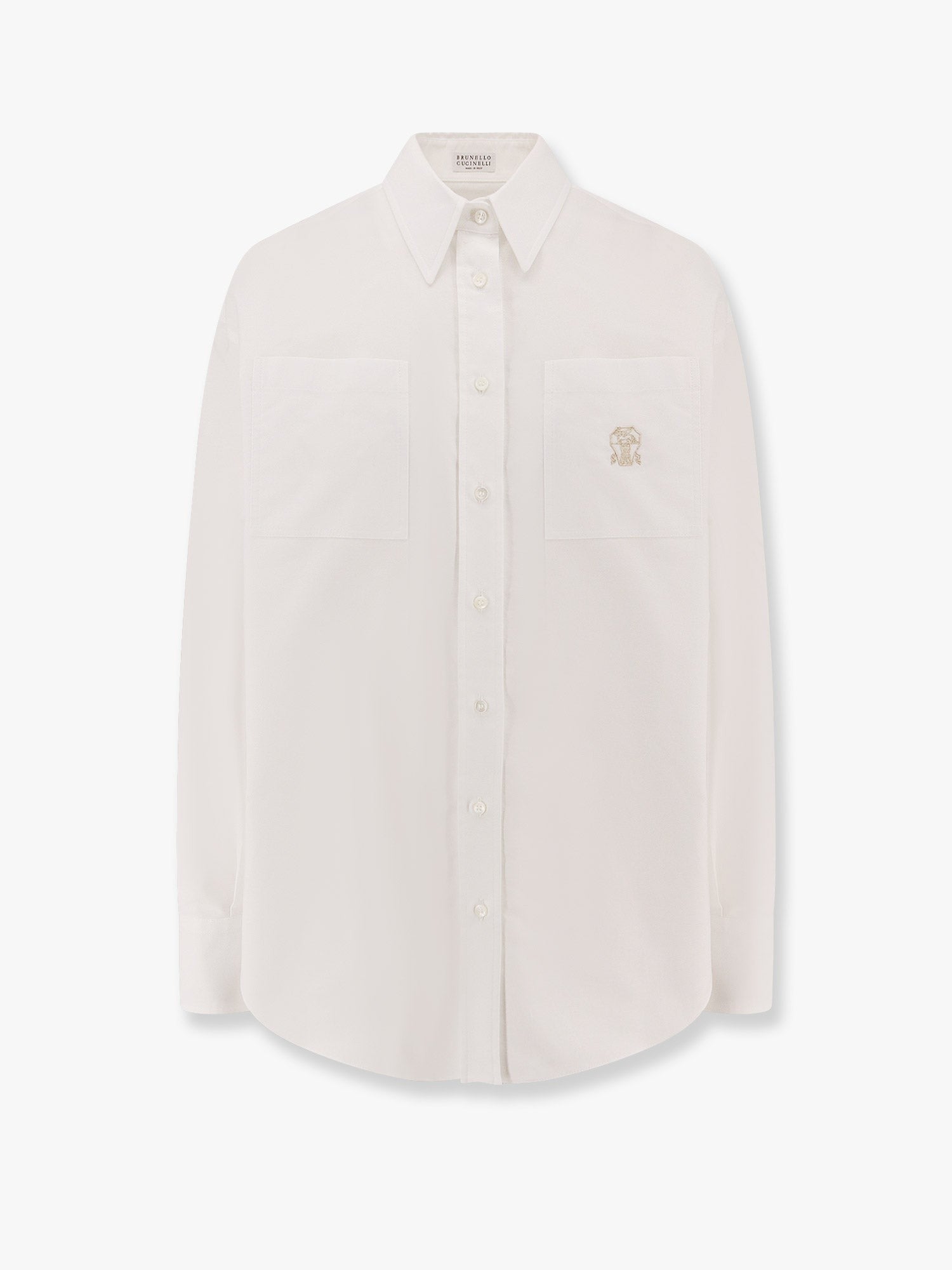 Cotton shirt with logo embroidery