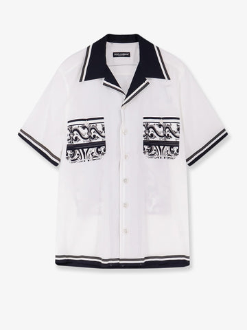 Cotton shirt with maxi Maiolica print on the back