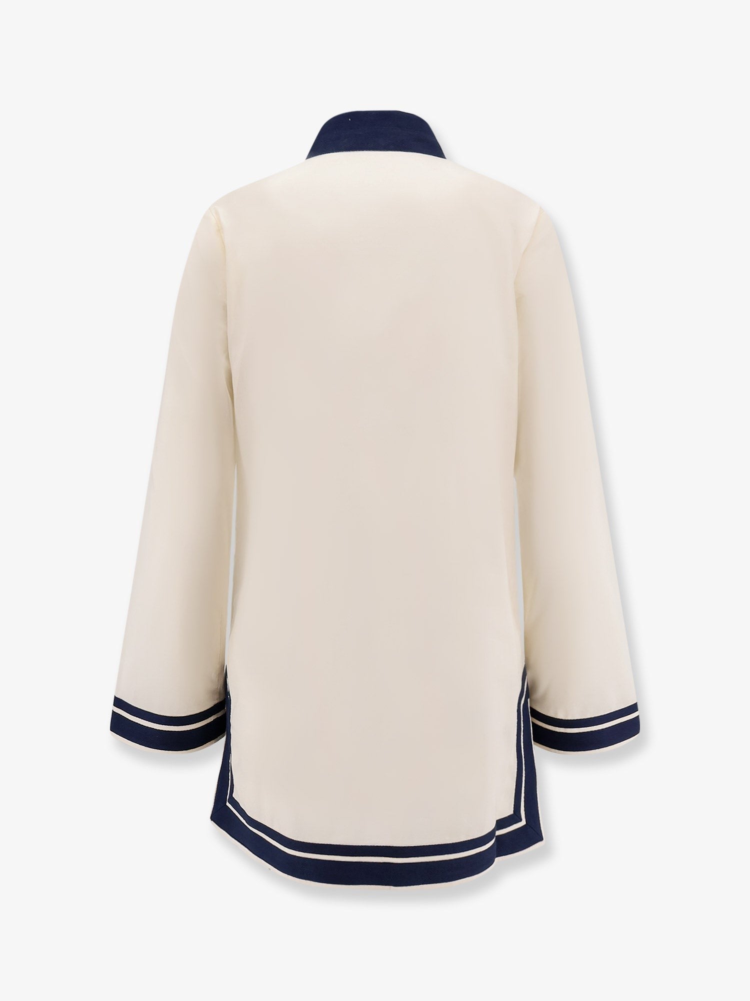 Cotton short dress with contrasting profiles