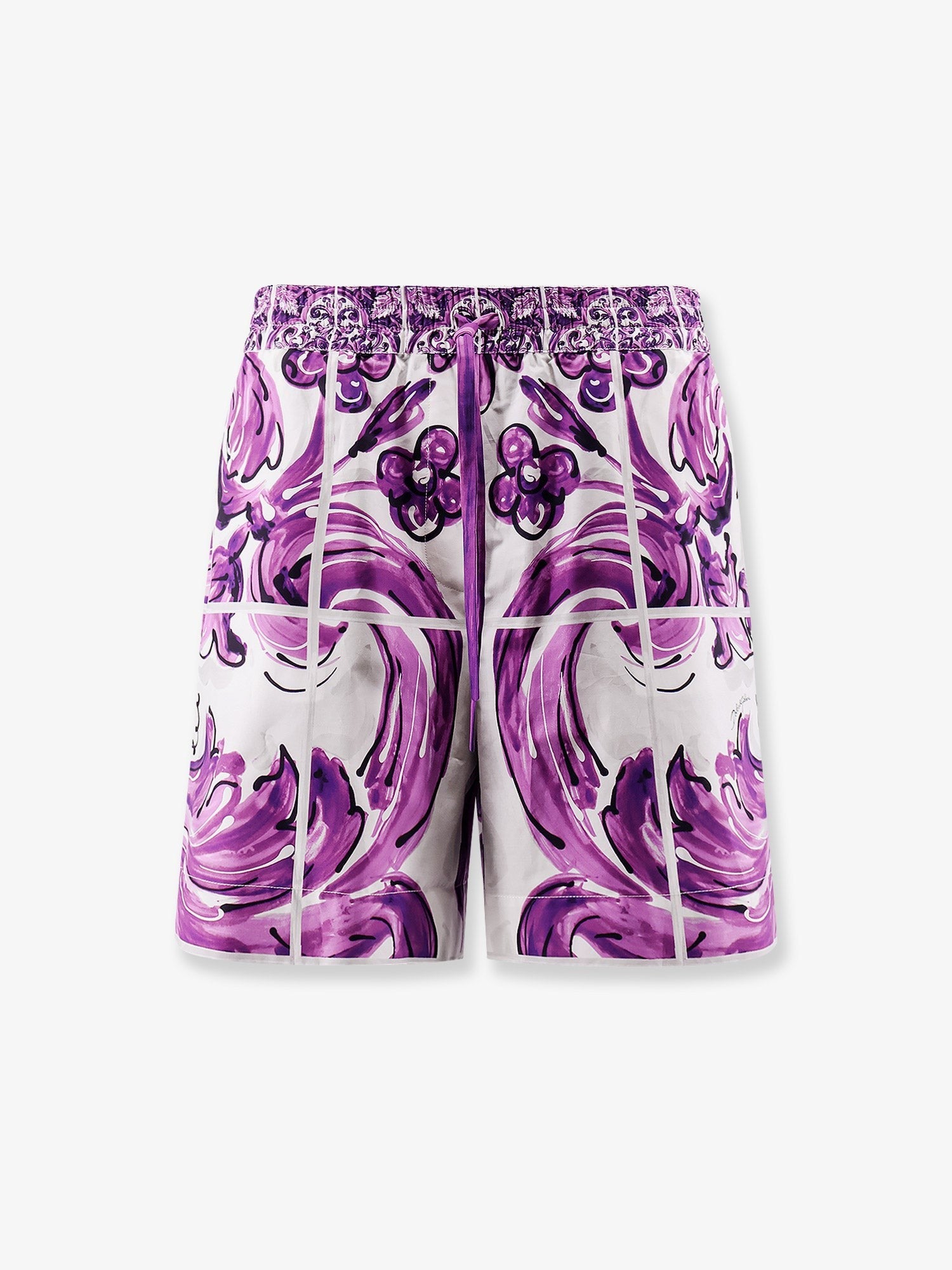 Cotton shorts with Maiolica print