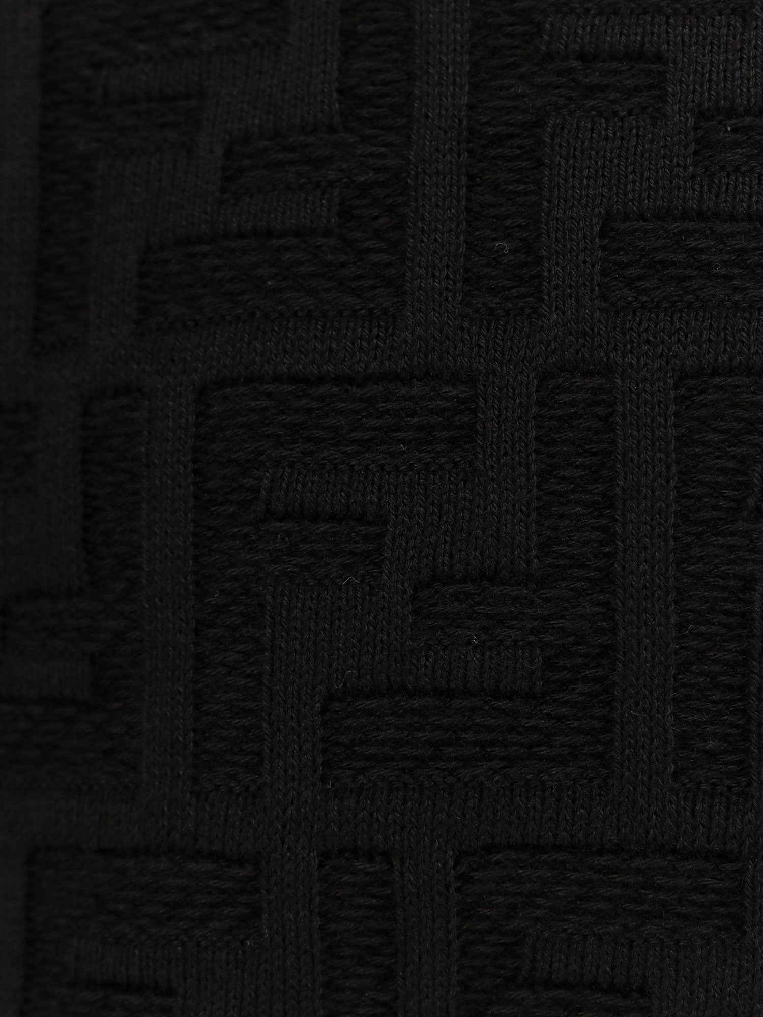 Cotton sweater with FF jacquard effect