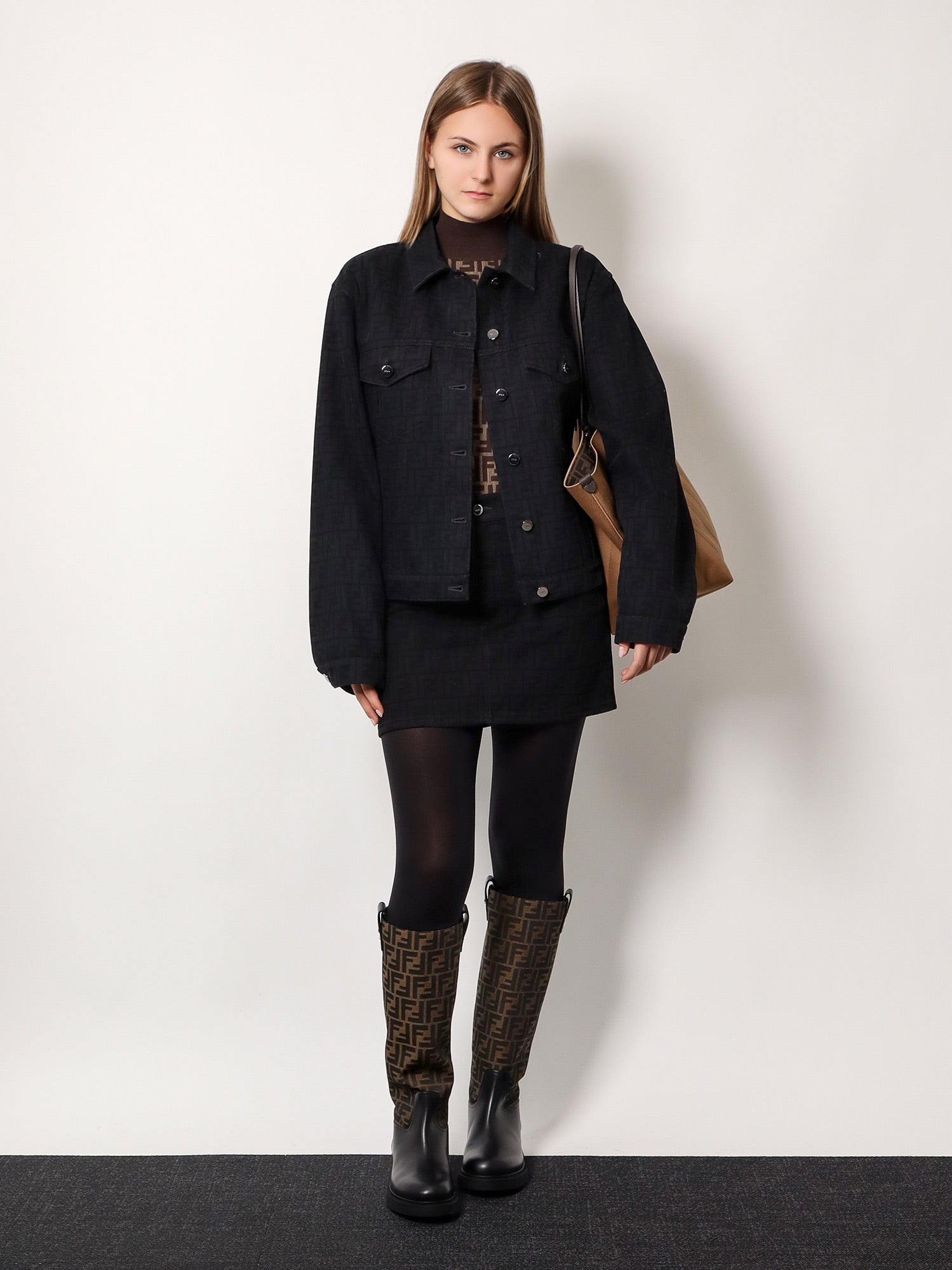 Cotton sweater with ff motif