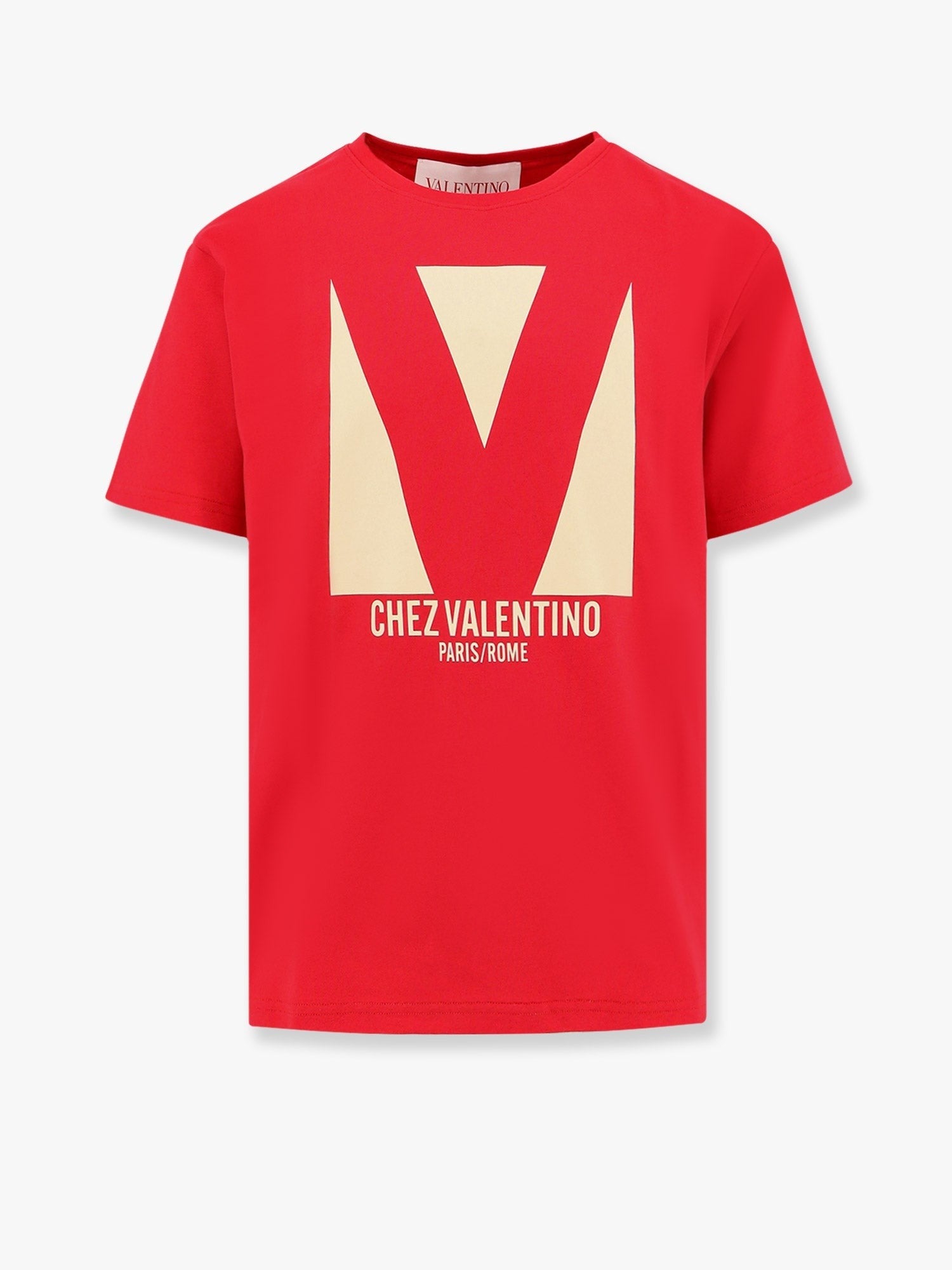 COTTON T-SHIRT WITH "CHEZ VALENTINO" PRINT