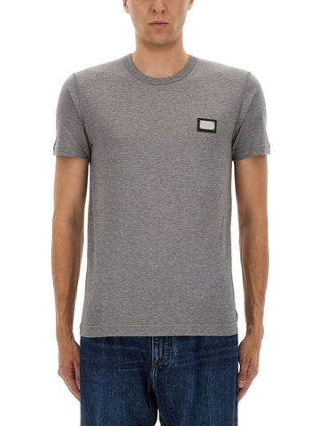 COTTON T-SHIRT WITH LOGO PLAQUE