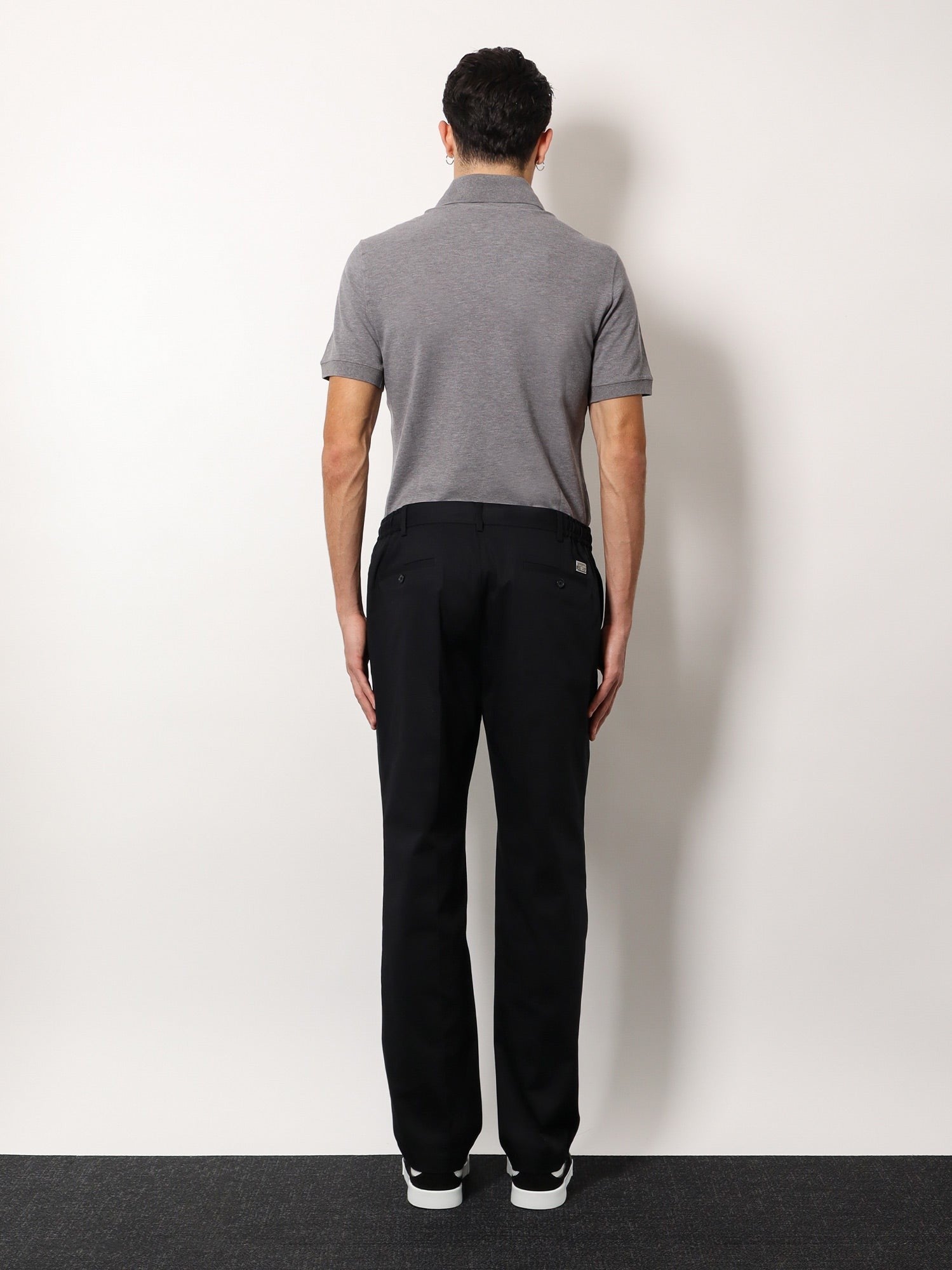 Cotton trouser with elastic inserts and drawstring