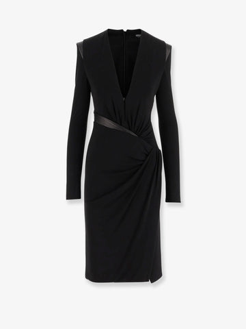 Crepe mini dress with V-neckline