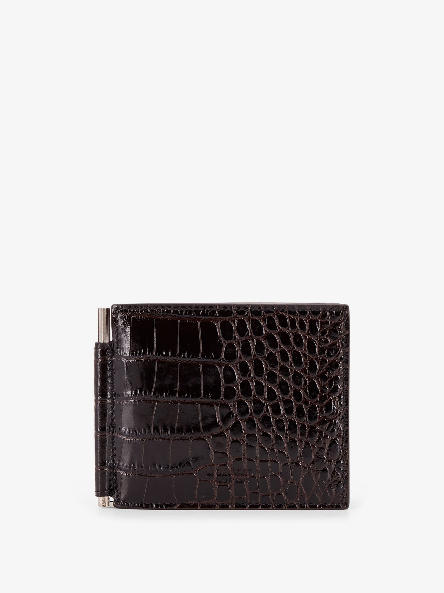 Crocodile-print leather wallet