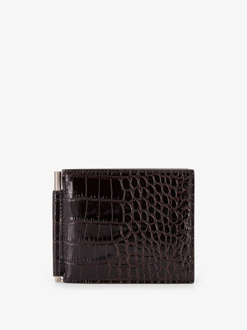 Crocodile-print leather wallet