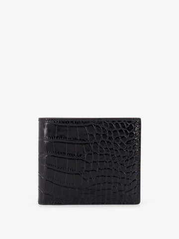 Crocodile-print leather wallet