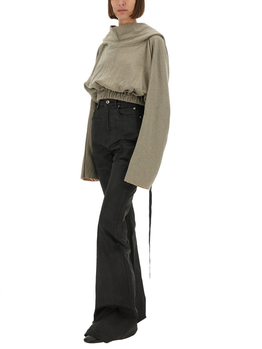 CROPPED HOODED TUNIC SWEATSHIRT