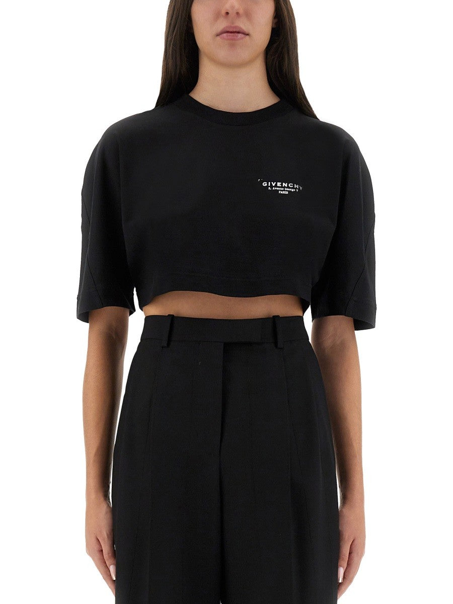 CROPPED T-SHIRT WITH LOGO PRINT