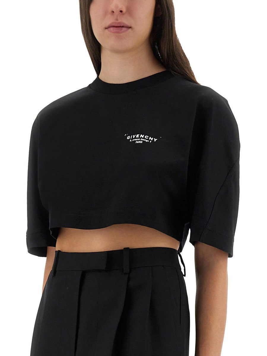 CROPPED T-SHIRT WITH LOGO PRINT