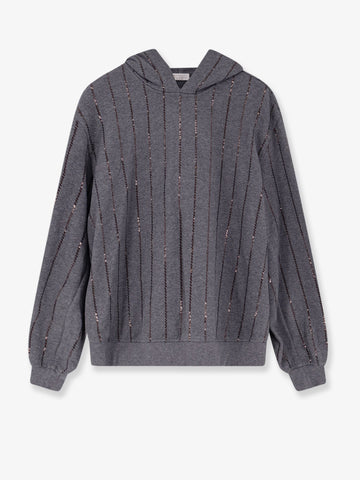 Dazzling chalk stripe embroidery cotton sweatshirt
