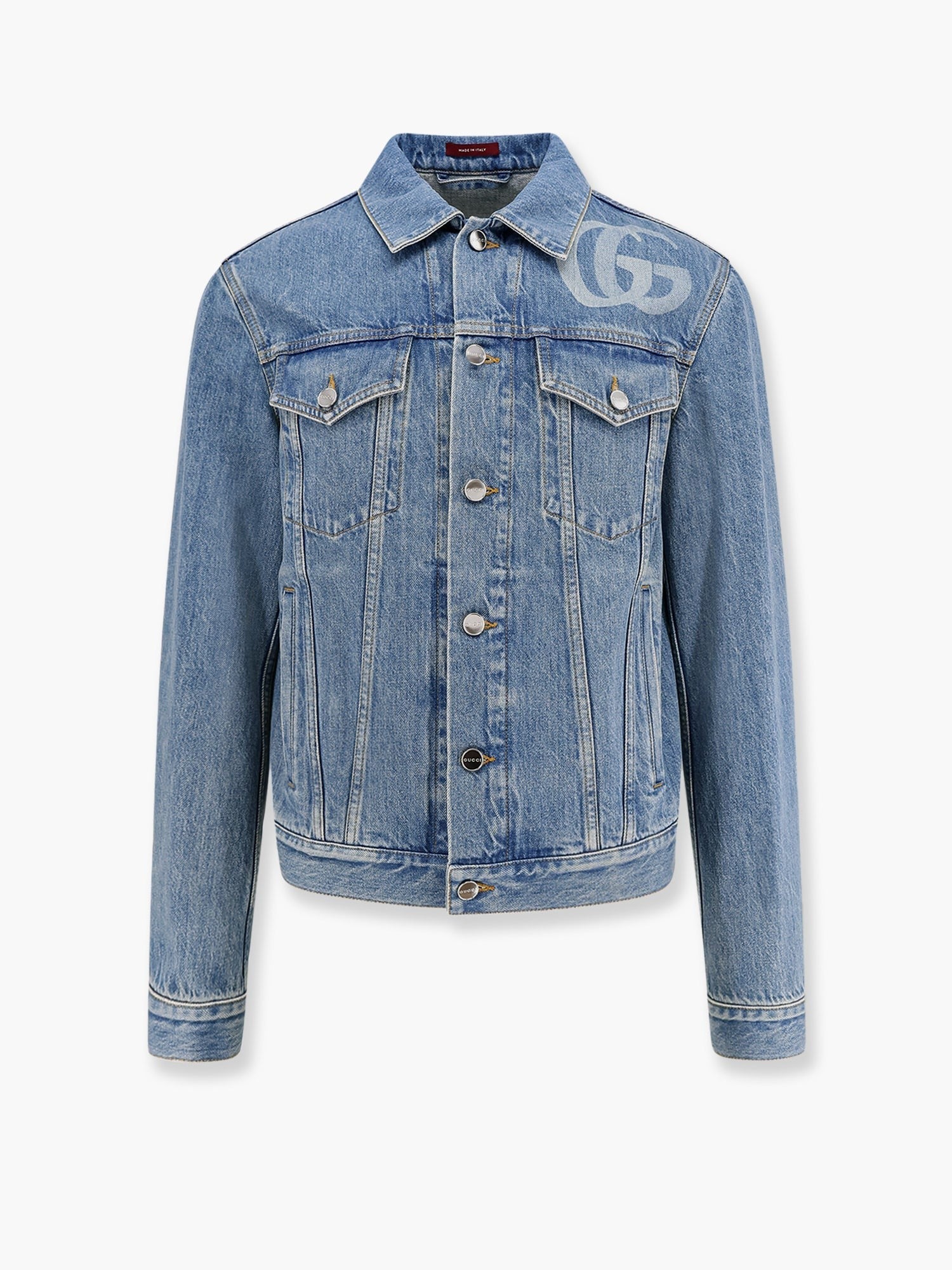 Denim jacket with lasered double g
