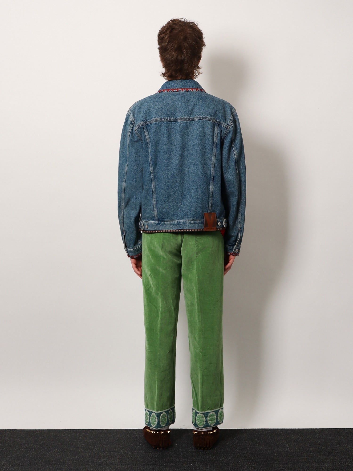 Denim jacket with multicolor embroidery