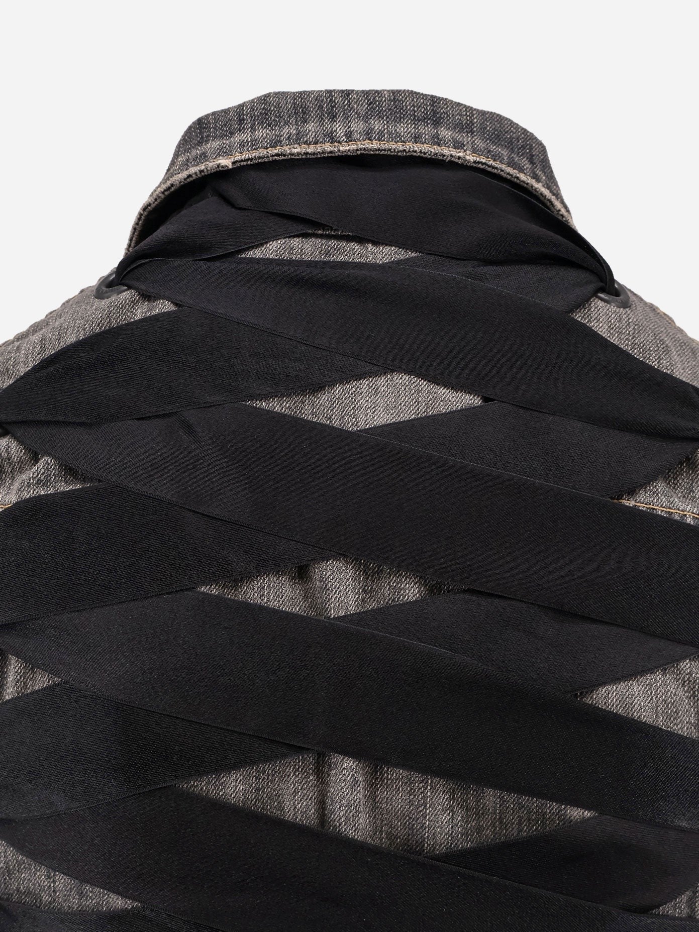 Denim jacket with satin laces