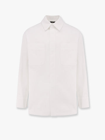 Denim jacket with stitched profiles and ff logo