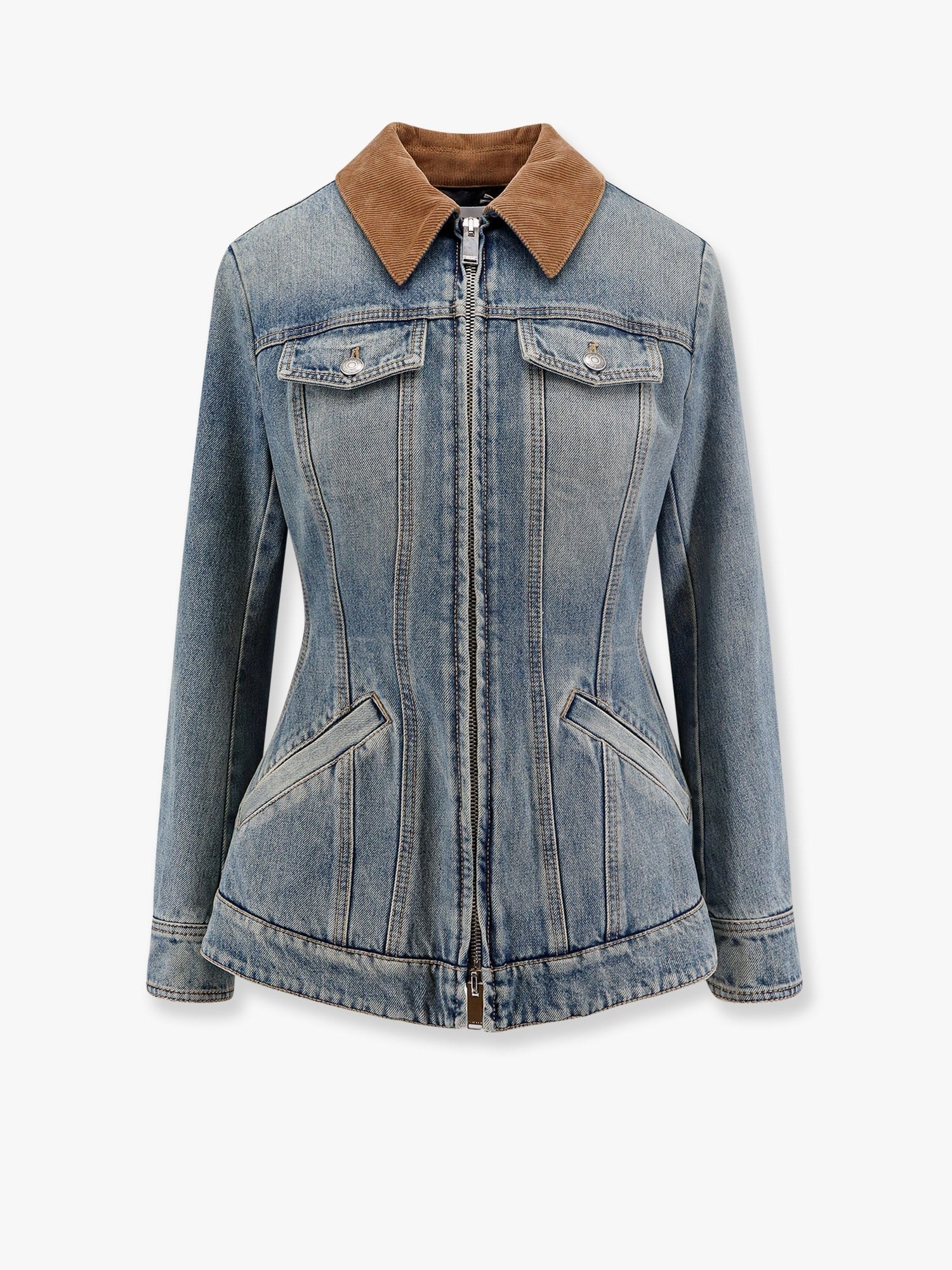 Denim jacket with volant