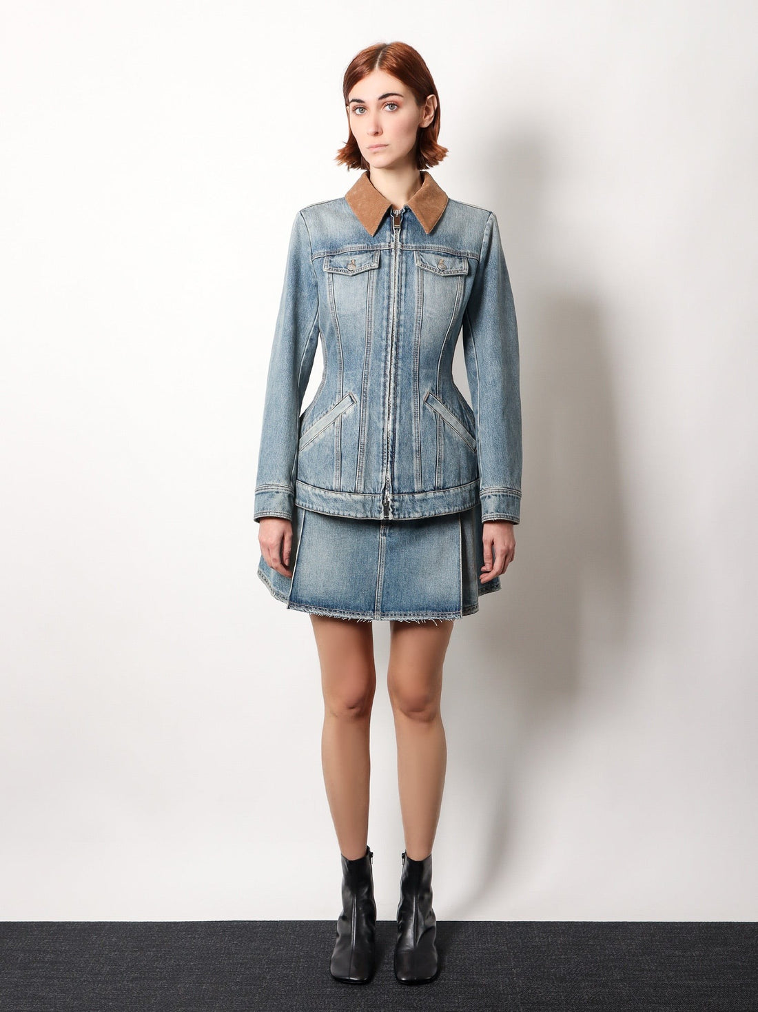 Denim jacket with volant