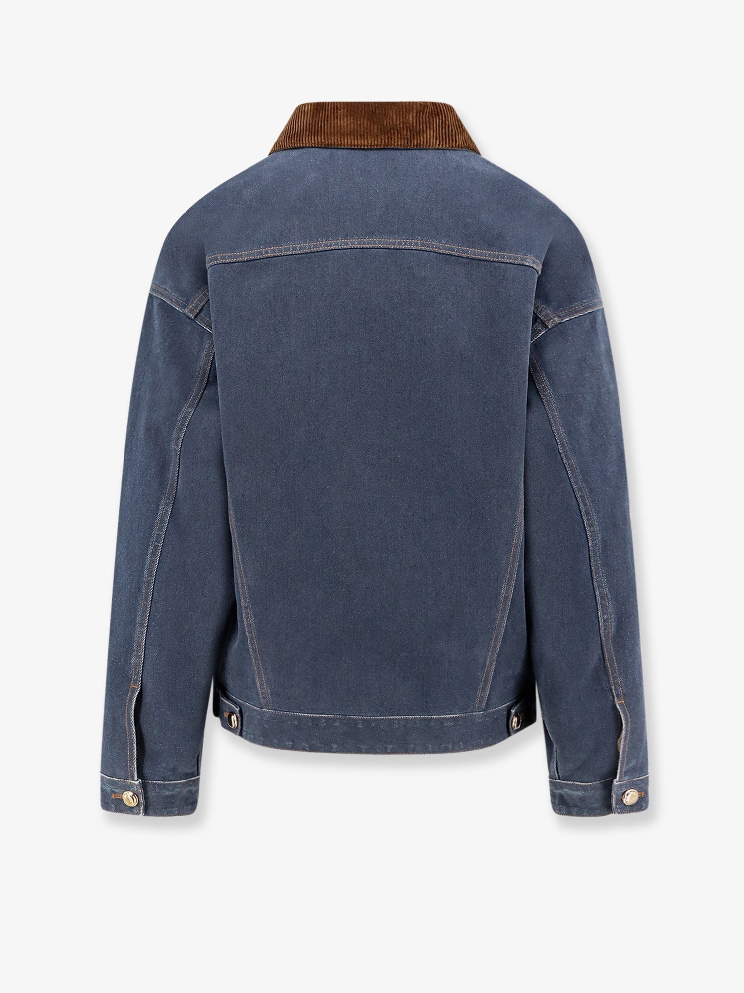 Denim padded jacket with corduroy collar