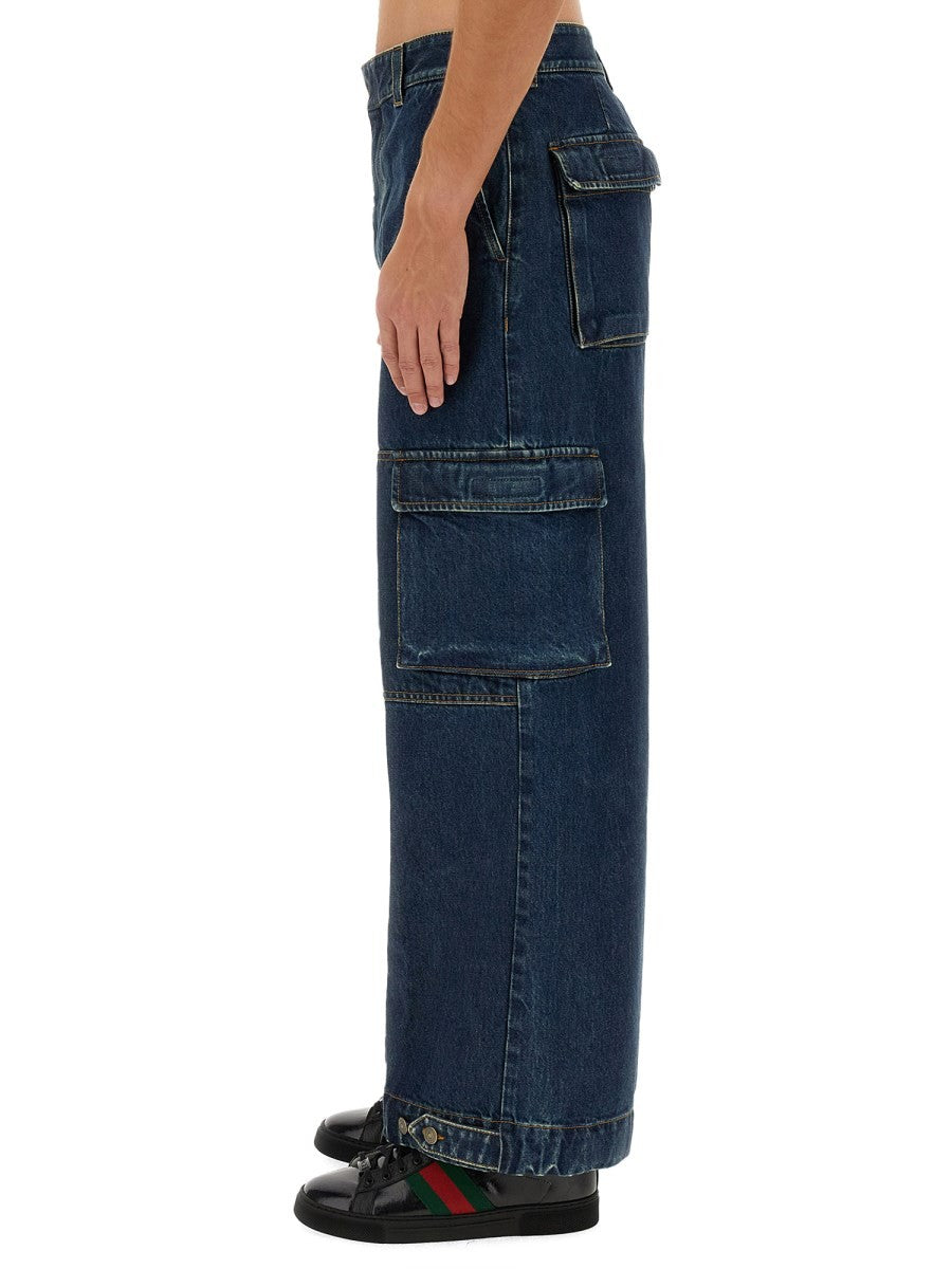 DENIM PANTS WITH GUCCI LABEL