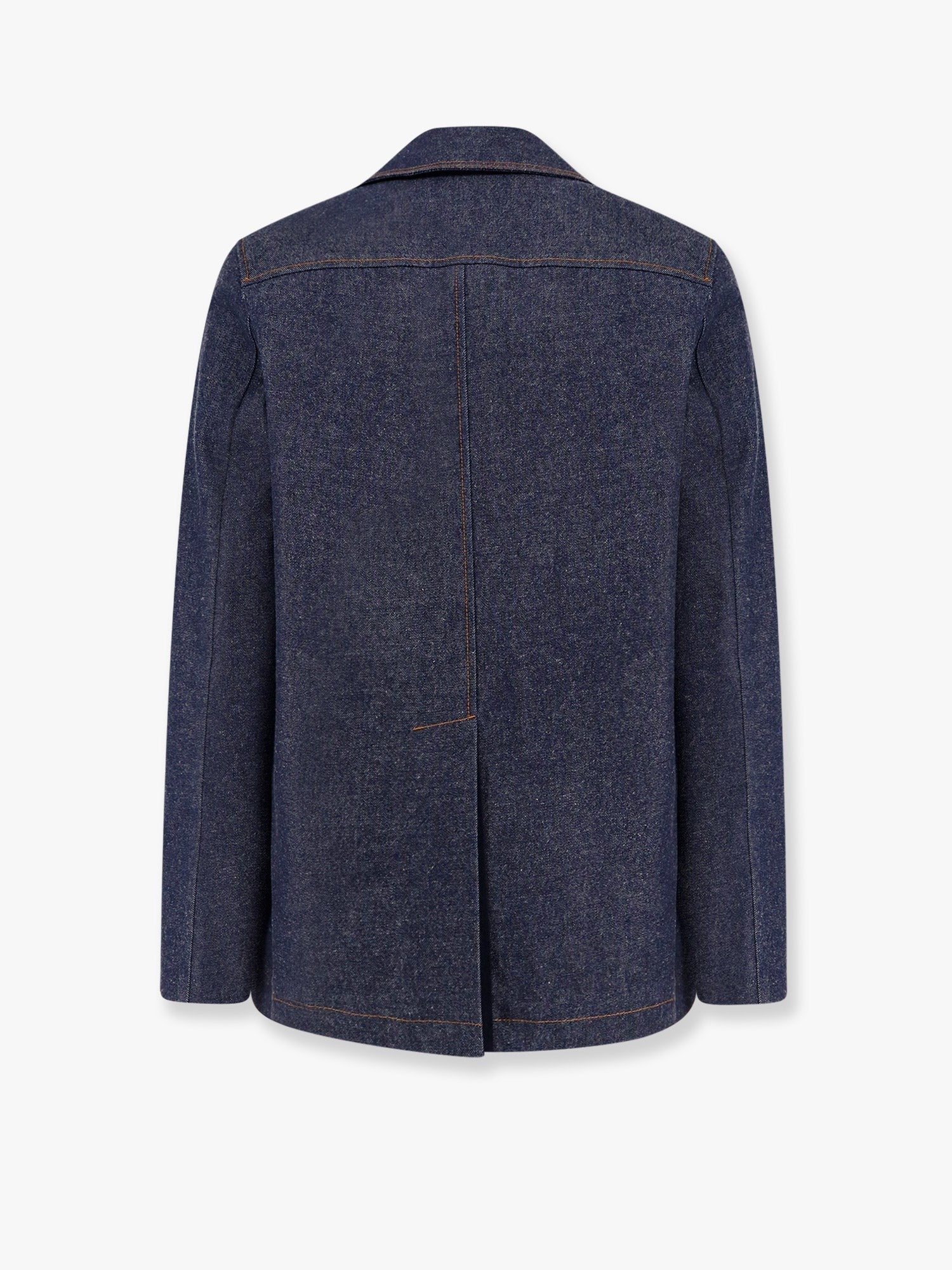 Denim peacoat with contrasting stitching