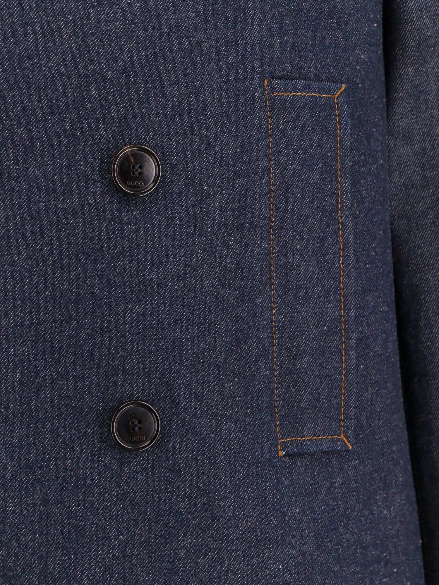 Denim peacoat with contrasting stitching