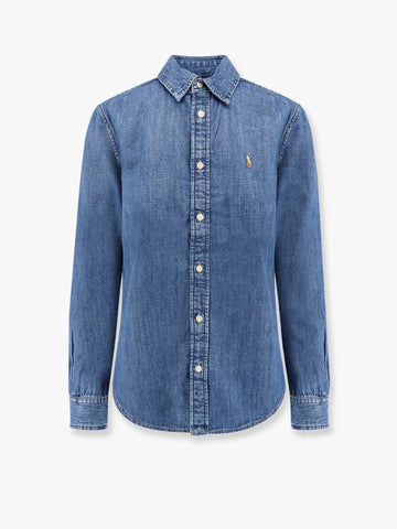 Denim shirt with logo embroidery