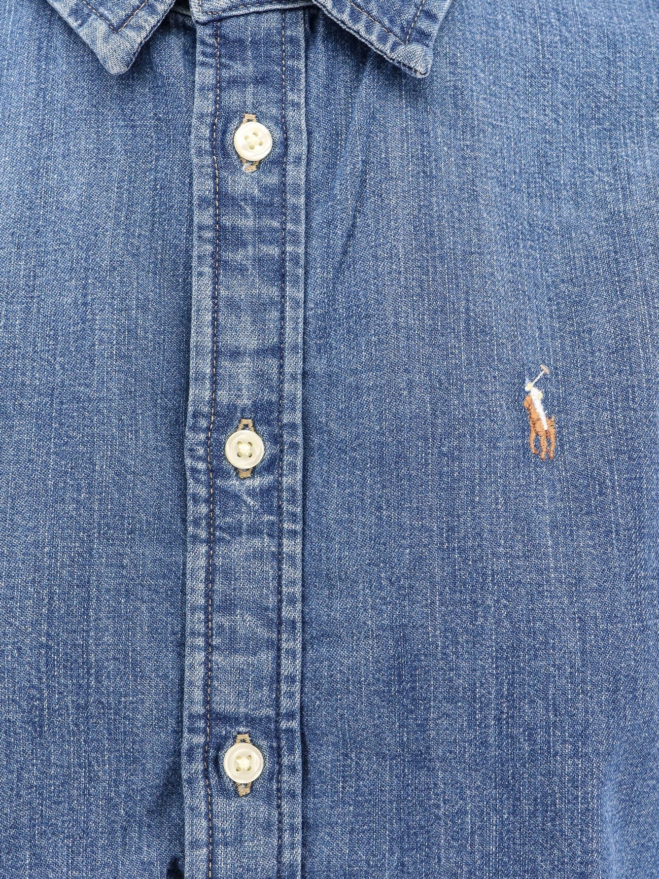 Denim shirt with logo embroidery
