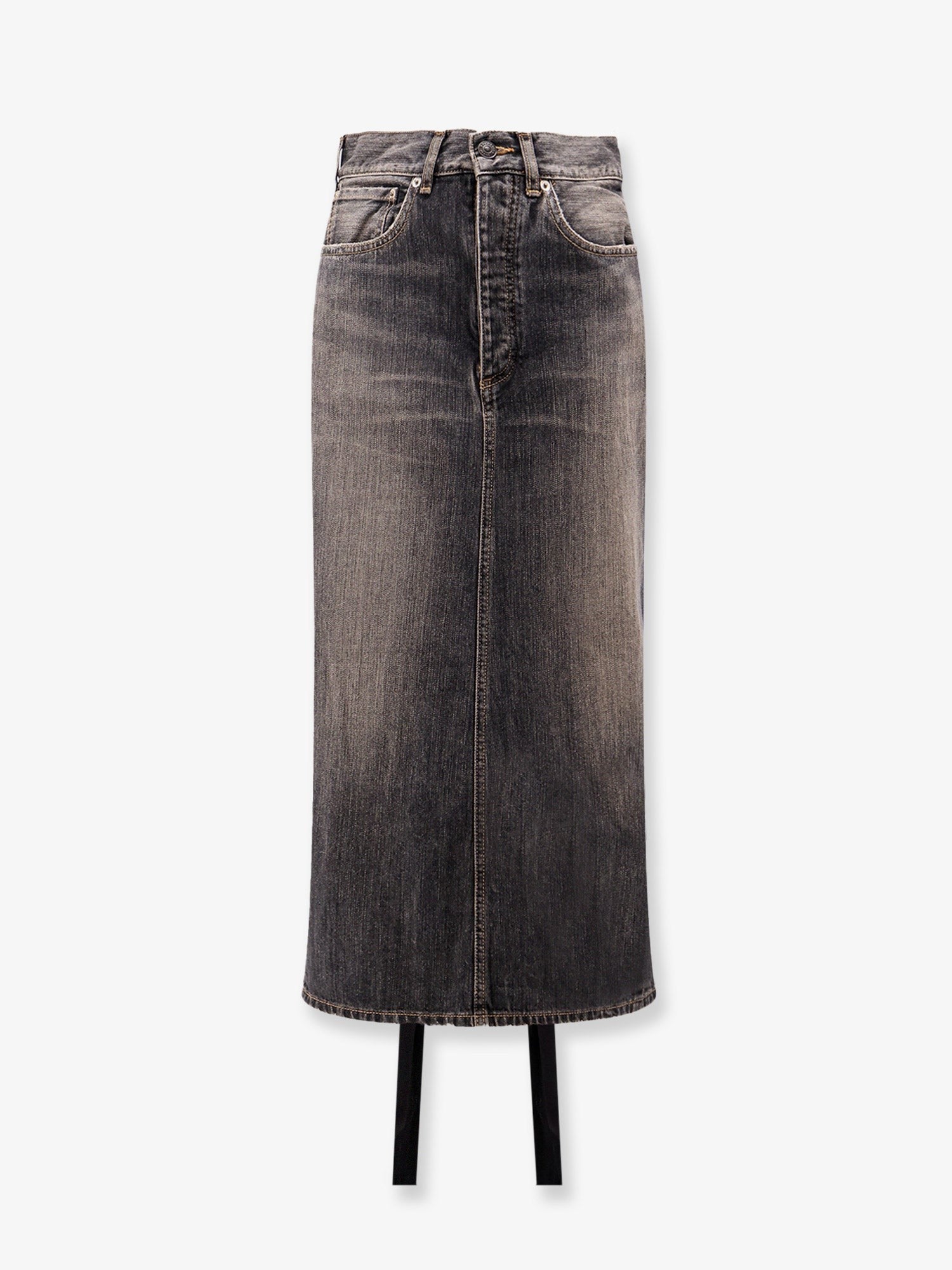 Denim skirt with laces interwining