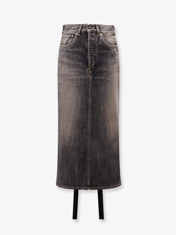 Denim skirt with laces interwining