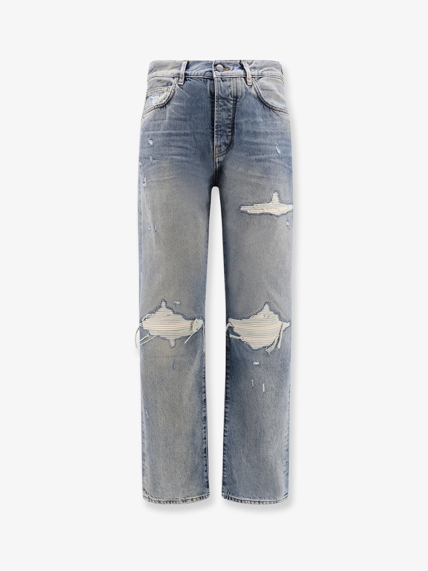 Destroyed effect jeans