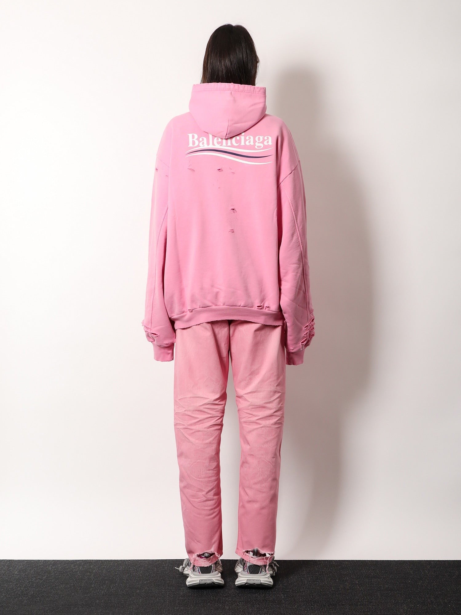 Destroyed finish cotton sweatshirt