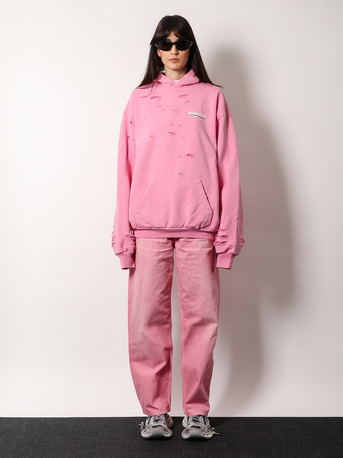 Destroyed finish cotton sweatshirt