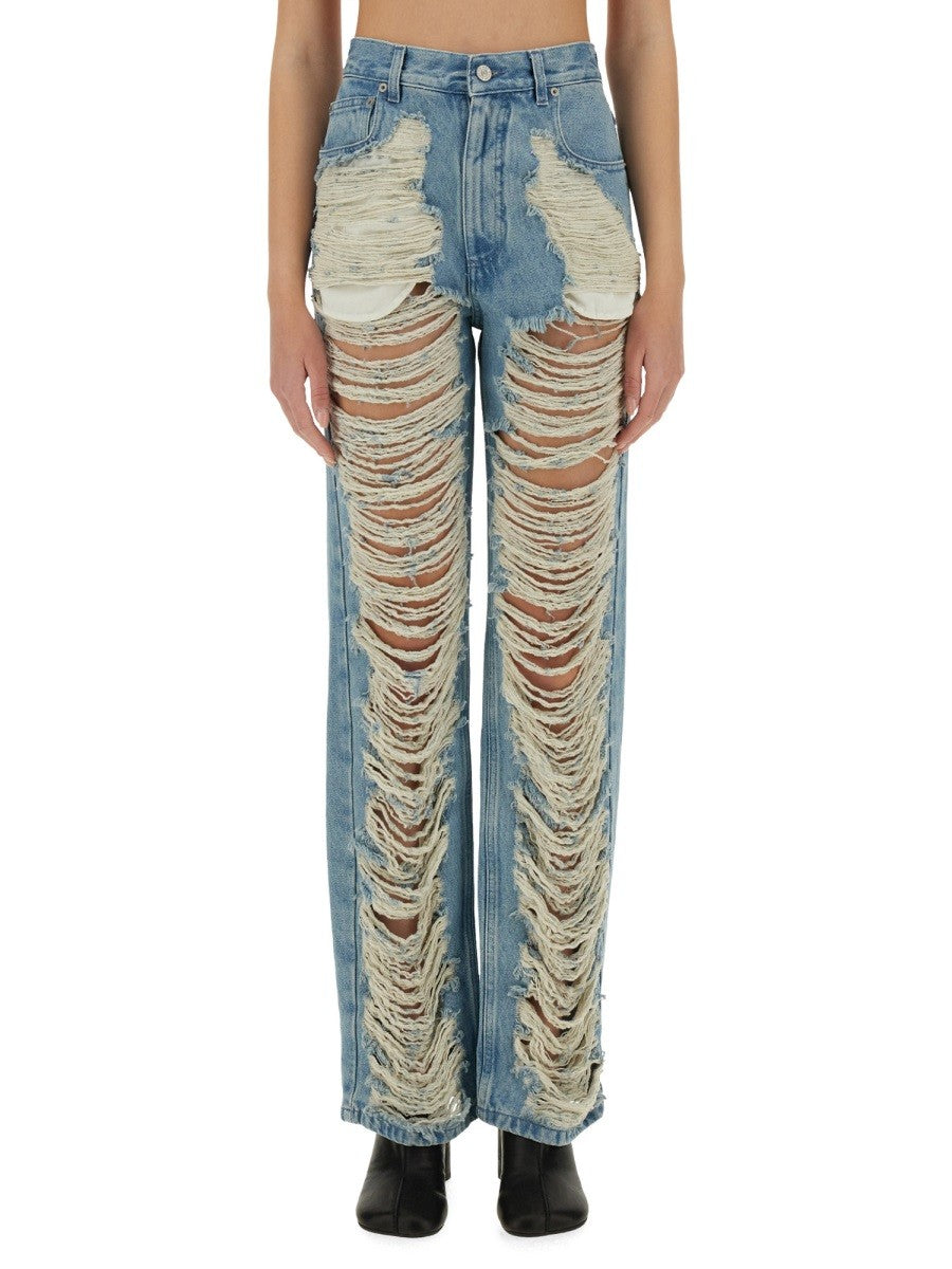 "DESTROYED" STRAIGHT JEANS