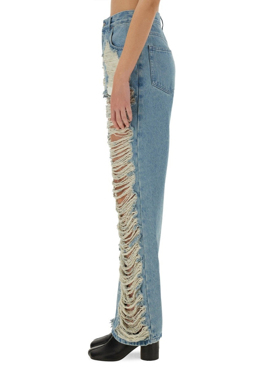 "DESTROYED" STRAIGHT JEANS