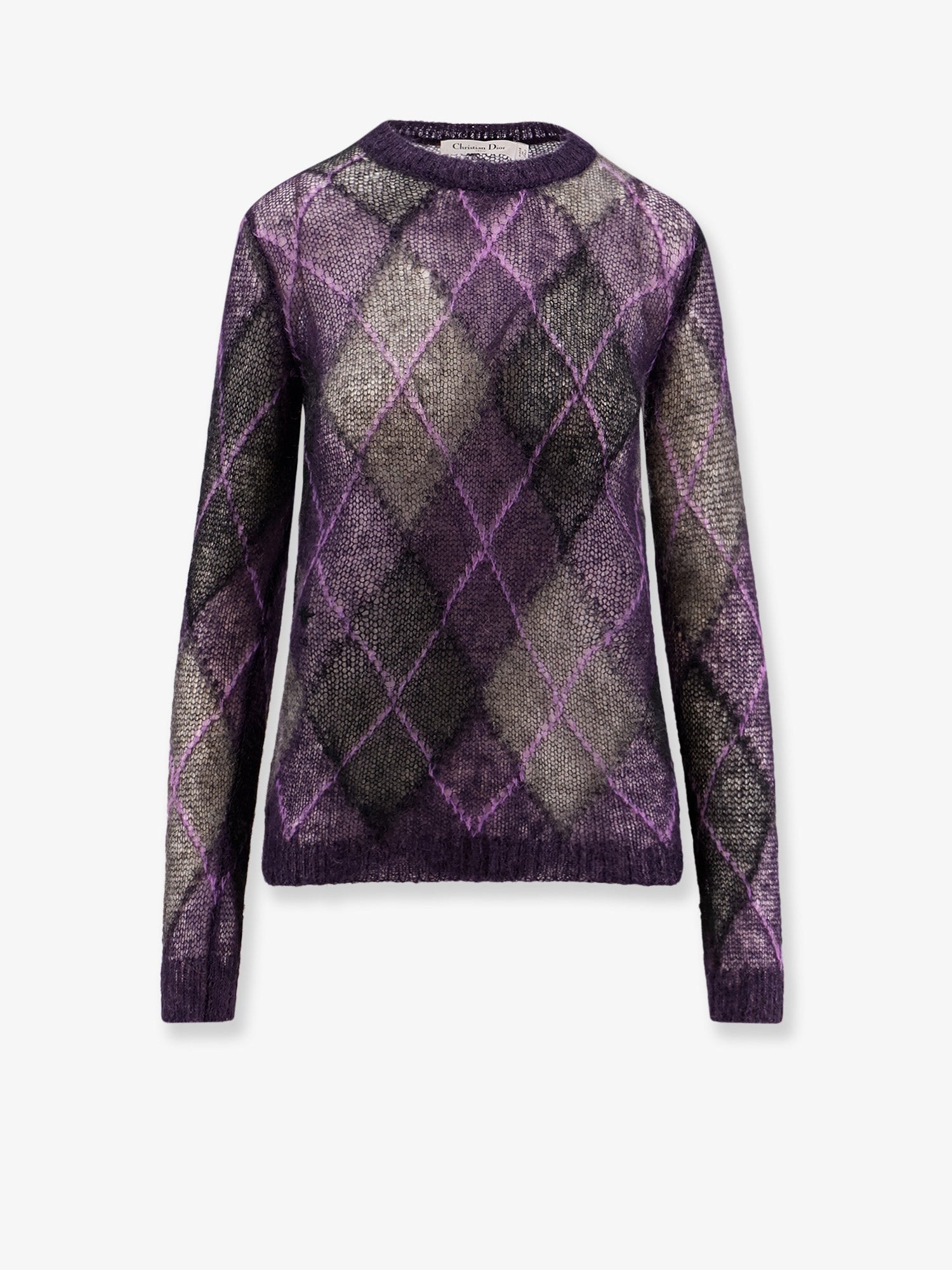 Diamond pattern mohair blend sweater