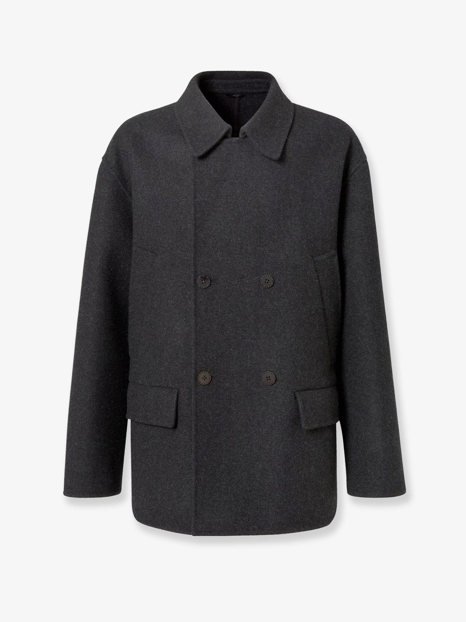 Double-breasted wool felt peacoat