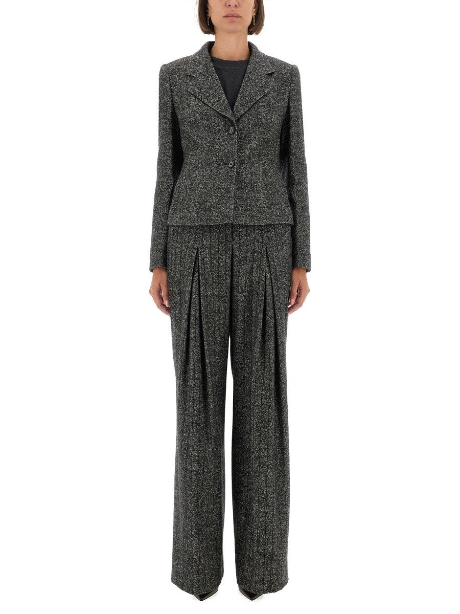 SINGLE-BREASTED JACKET IN WOOL BLEND DOT