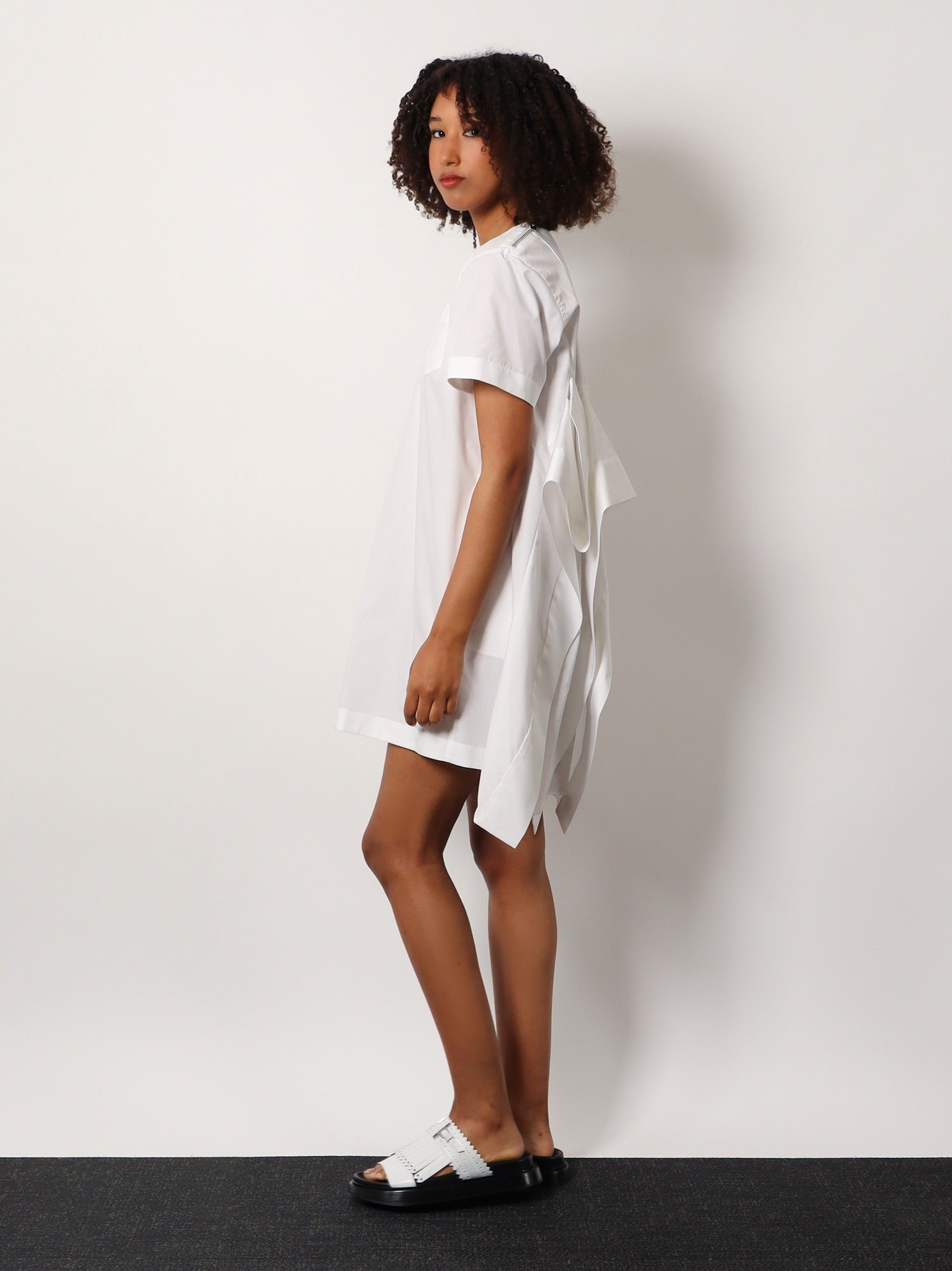 Dress with draped cotton inserts on the back